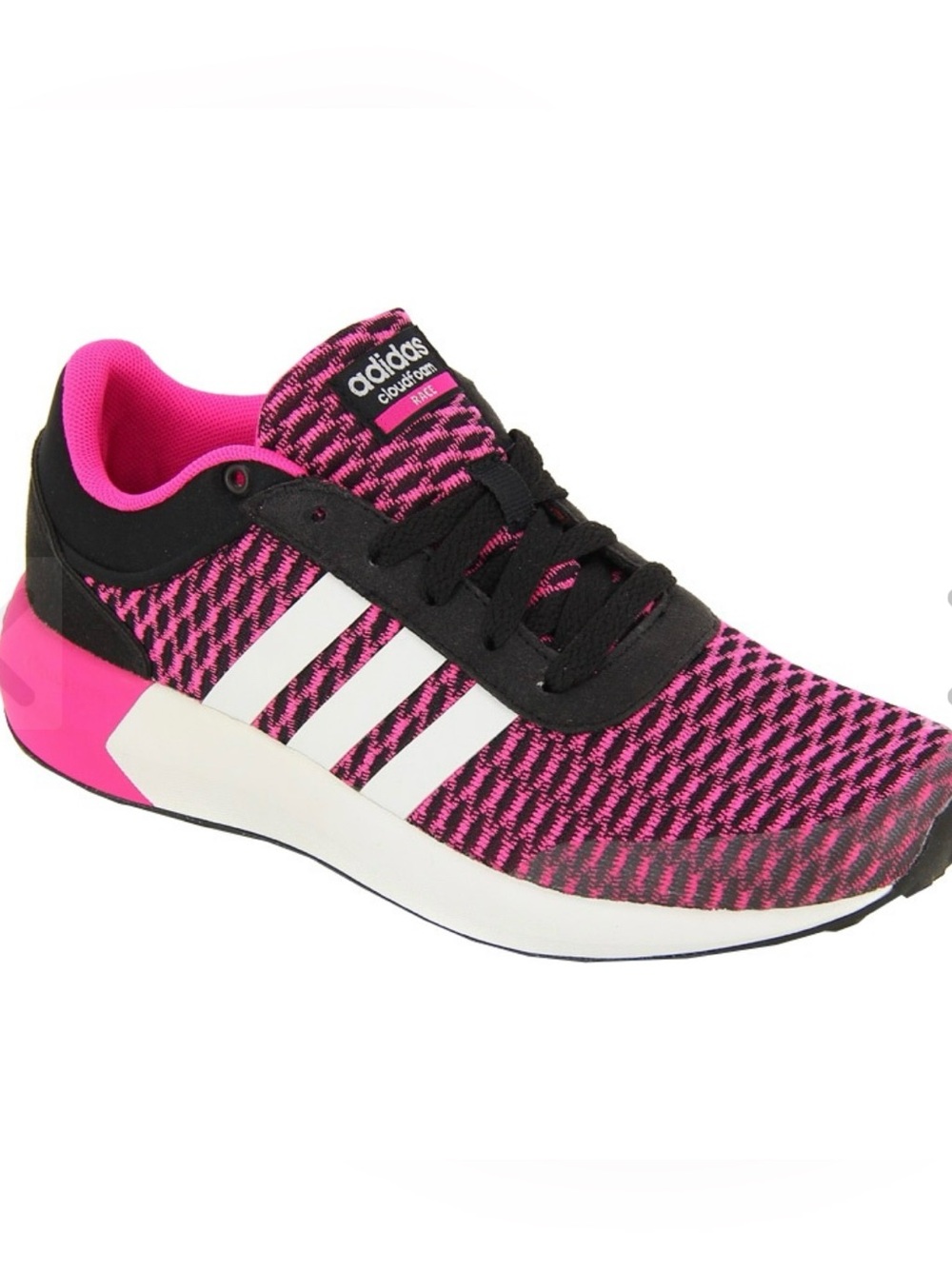 Adidas Pink Black Women’s Cloudfoam Footbed Race Sneakers Shoes 7.5